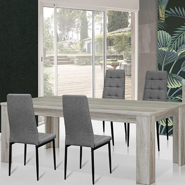 Table 180 Cm Pas Chère Couleur Chêne Gris Enam intérieur Salle A Manger En Bois Gris
