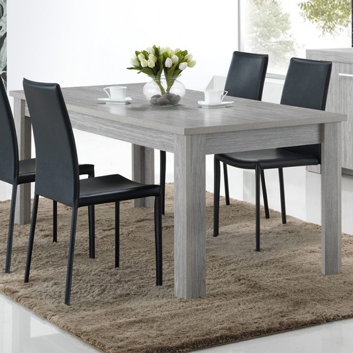 Table 190 Cm Pas Chère Couleur Chêne Gris Evora pour Salle A Manger En Bois Gris