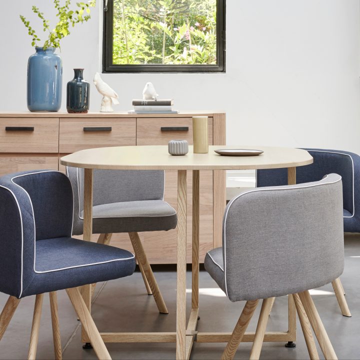 Table + 4 Chaises Melo Bois/bleu | Chaise Salle A Manger dedans Salle A Manger Chez But