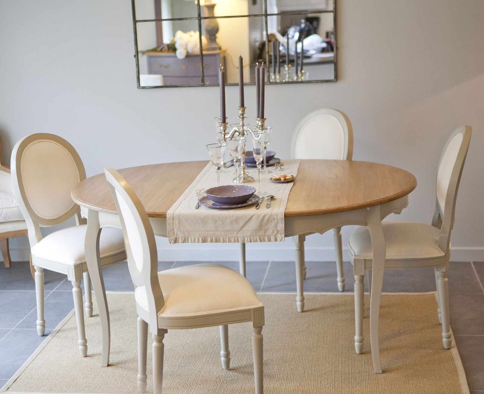 Table À Manger Avec Allonge 120/160 Cm + 4 Chaises Médaillon dedans Table De Salle À Manger Ovale Avec Rallonge