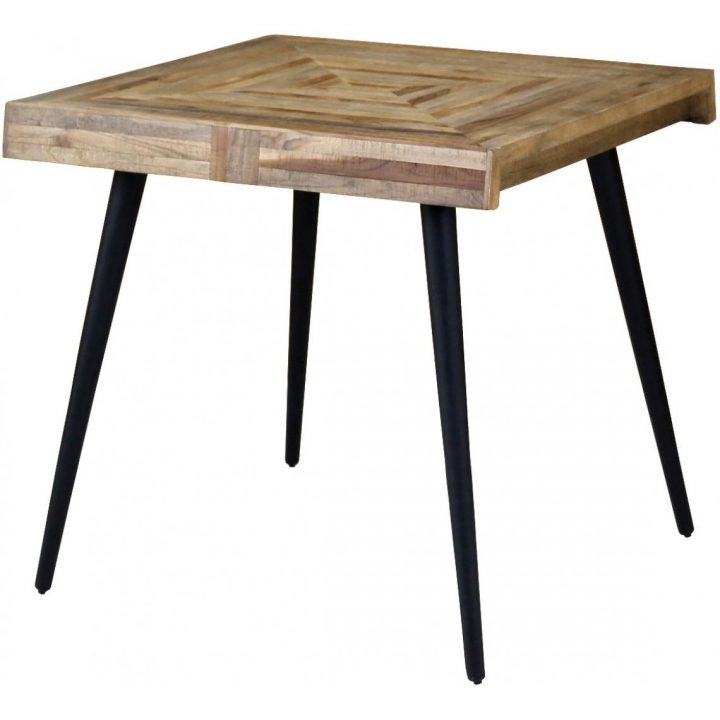 Table À Manger Carré En Teck Marron Et Métal Noir Nash Plus De Détails encequiconcerne Table Salle A Manger Carré