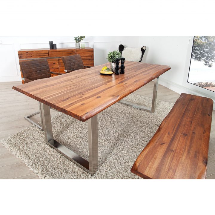 Table À Manger Design 200 Cm En Bois D'Acacia Massif dedans Table A Manger Design