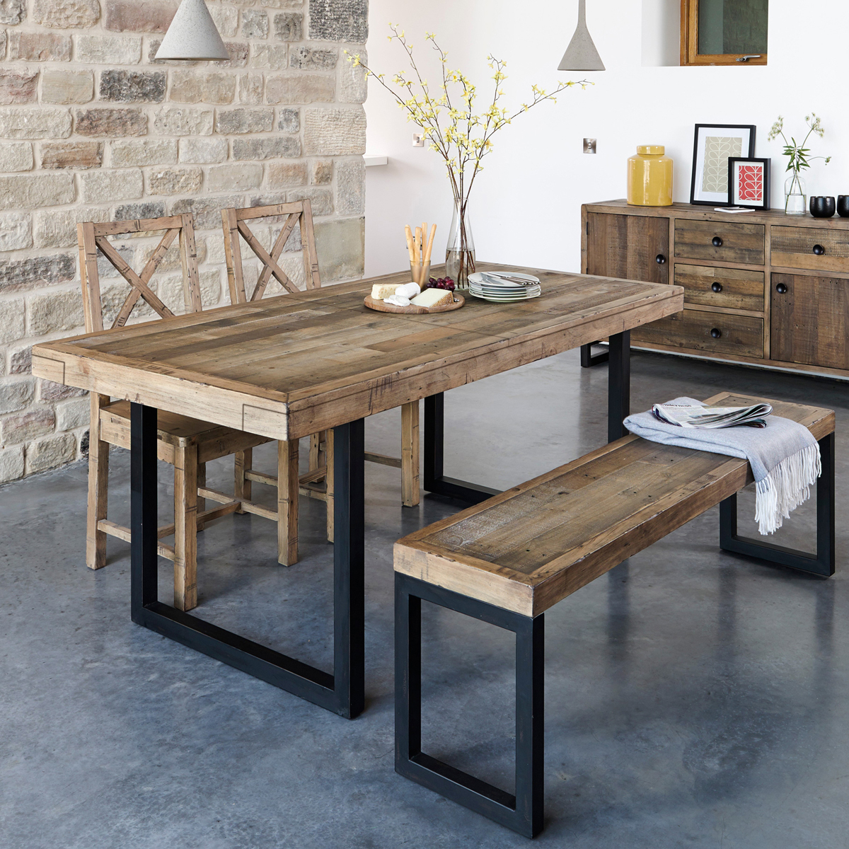 Table À Manger Extensible Bois Recyclé 140180 Brisbane dedans Table