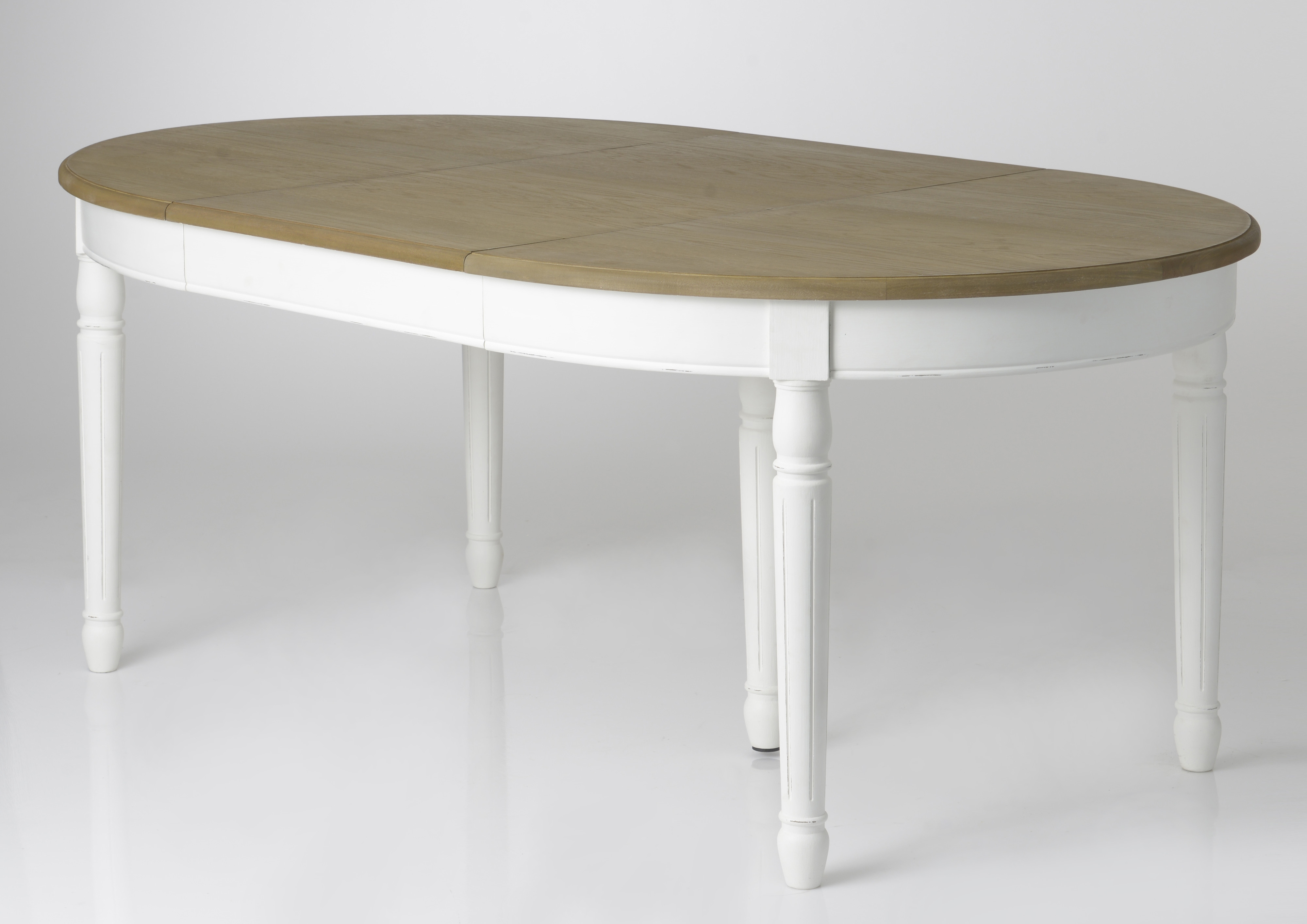 Table À Manger Ovale Extensible Bois Massif Blanc Prague tout Table De Salle À Manger Ovale Avec Rallonge