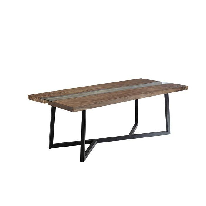 Table À Manger Rectangulaire Bois Massif Verre Trempé 300 avec Cibm (Centre Import Bois)