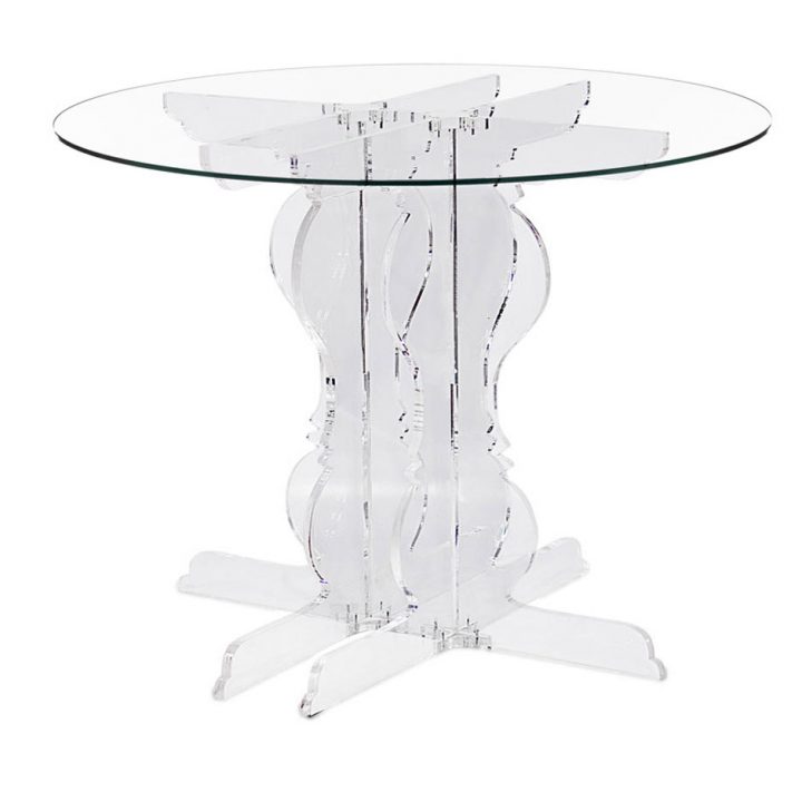 Table À Pied Blanc Teinté Dans La Masse Et Plateau Transparent encequiconcerne Table En Plexiglas Salle À Manger