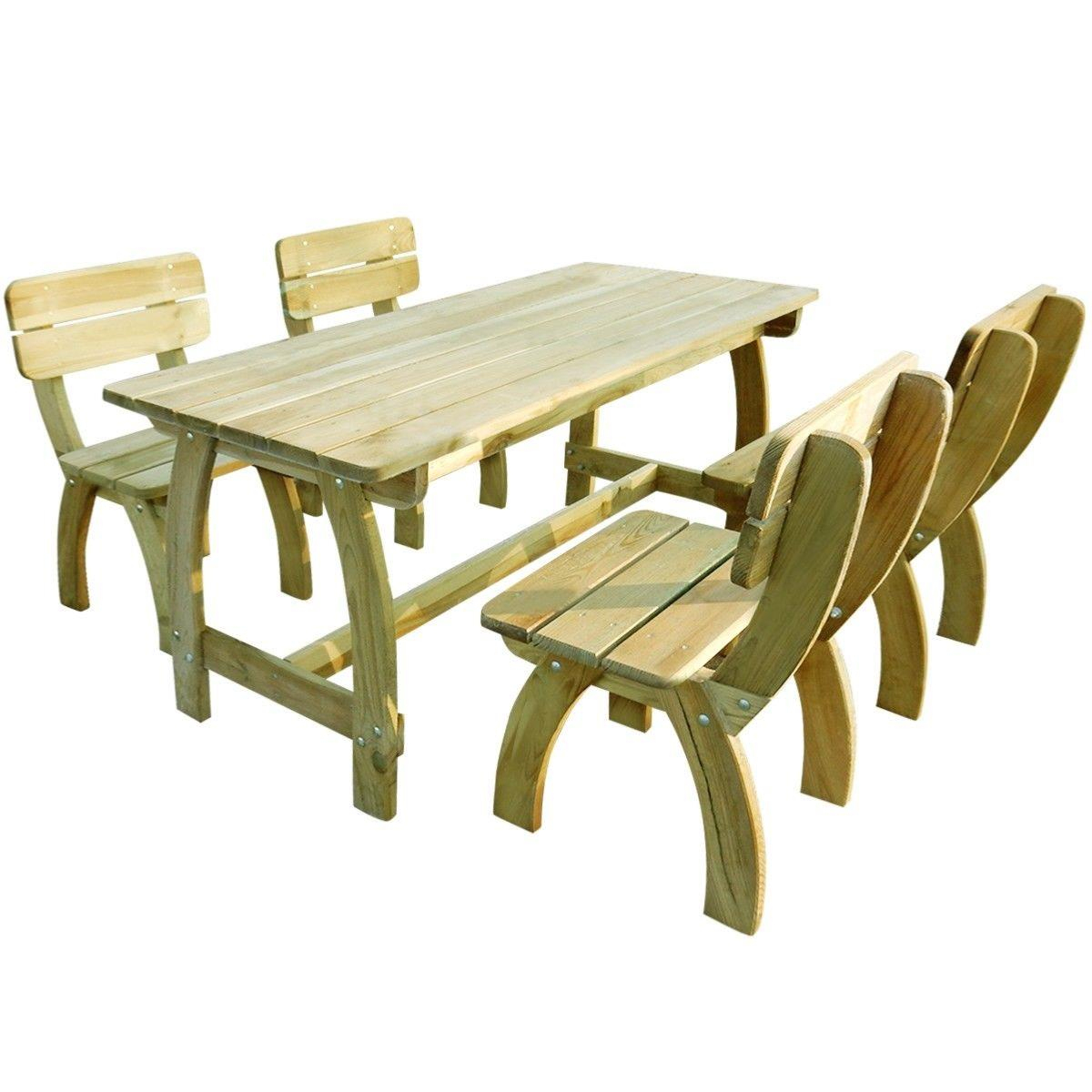 Table Avec 4 Chaises, Type PiqueNique En Bois Massif à Table De Jardin
