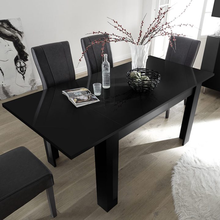 Table Avec Rallonge 140 Cm Noire Design Palermo à Table Salle A Manger Carrée Avec Rallonge