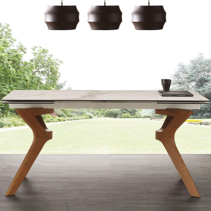 Table Avec Rallonge En Céramique Et En Bois Logan intérieur Grande Table De Salle À Manger Avec Rallonges