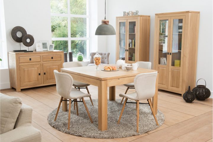 Table Carrée Extensible L140/200 Boston – Bois Chêne Clair Massif à Table Salle A Manger Carrée Avec Rallonge