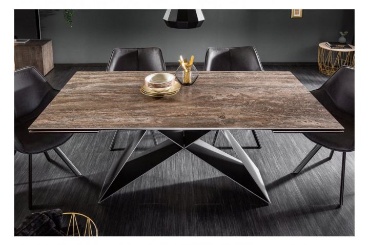Table Contemporaine En Céramique – Pied Métal Noir Design encequiconcerne Table Salle A Manger Plateau Ceramique