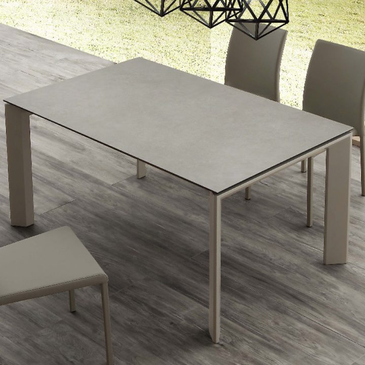 Table De 4 À 10 Personnes En Céramique Effet Béton Eva destiné Table Salle A Manger 140 Cm