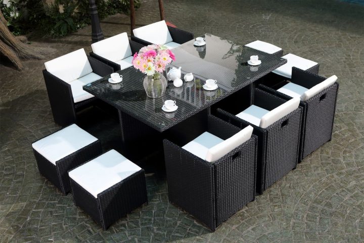 Table De Jardin 10 Places Résine Tressée 6 Fauteuils + 4 à Salon De Jardin Resine Tressée Pas Cher