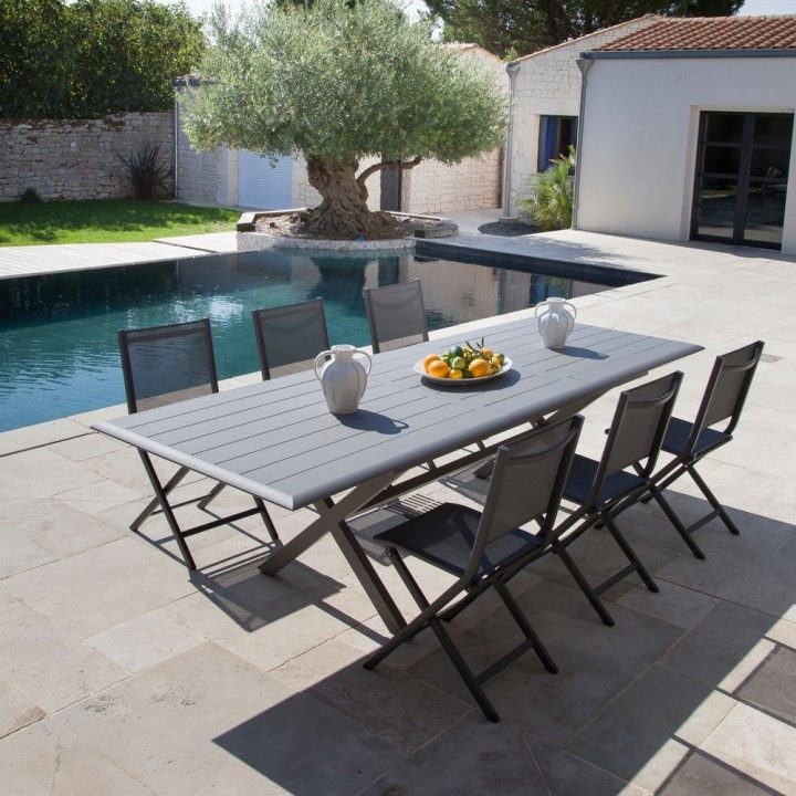 Table De Jardin Bridge L220/280 L100 Cm Aluminium Gris serapportantà Kettler Table De Jardin