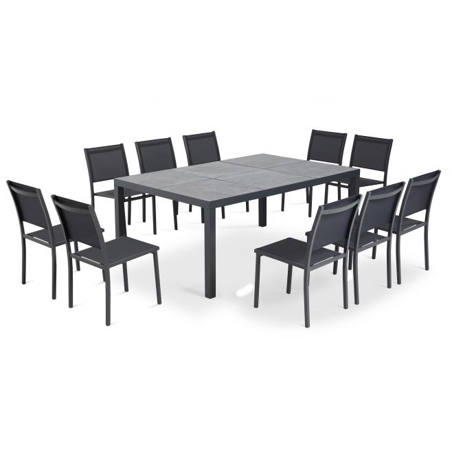 Table De Jardin En Céramique Et 10 Chaises Gris Anthracite pour Table Jardin Ceramique Table De Jardin En Céramique Et 10 Chaises Gris Anthracite pour Table Jardin Ceramique
