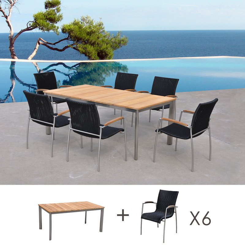 Table De Jardin En Teck + Lot De 6 Chaises En Résine intérieur Table Et