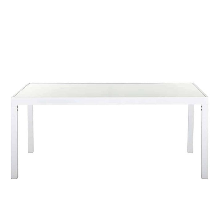 Table De Jardin En Verre Et Aluminium Blanc 4 Personnes tout Table De Jardin Aluminium Et Verre