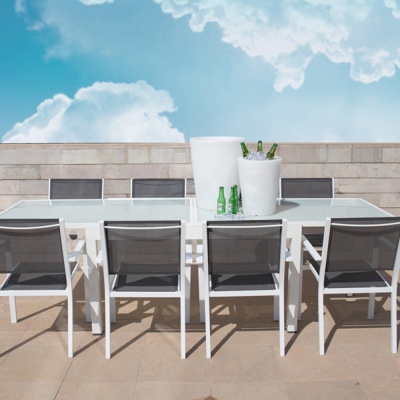 Table De Jardin Extensible 80/160 En Aluminium Blanc Et destiné Table
