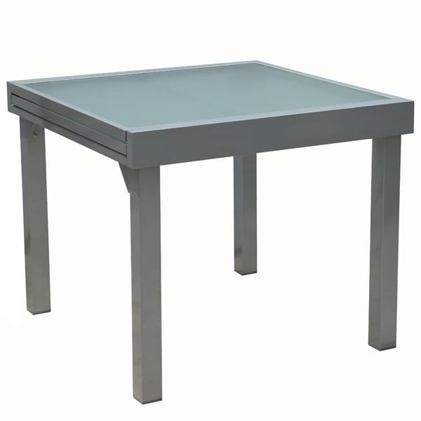 Table De Jardin Extensible Aluminium Et Verre 90/180 X 90 intérieur Table Jardin 4 Personnes