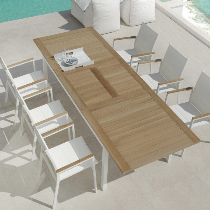 Table De Jardin Extensible Blanche En Aluminium Timber concernant Table De Jardin Extensible Pas Cher