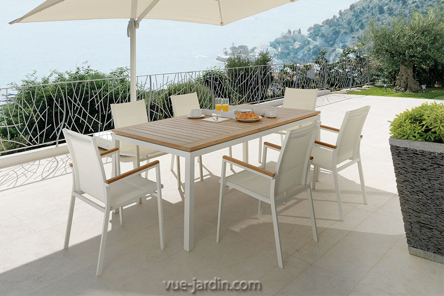 Table De Jardin Extensible En Aluminium Et Plateau Teck concernant Table De Jardin Fait Maison