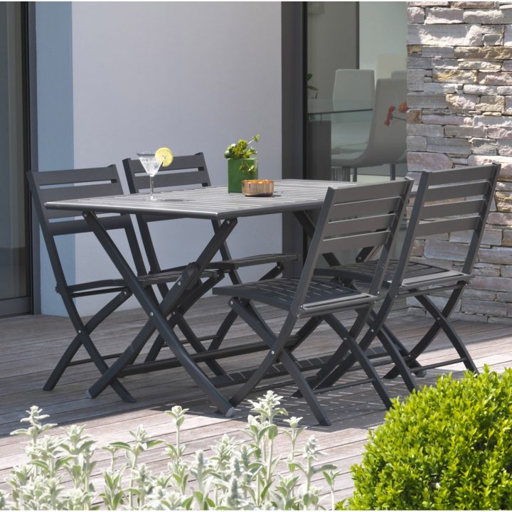 Table De Jardin Gris Anthracite destiné Table De Jardin 4 Personnes