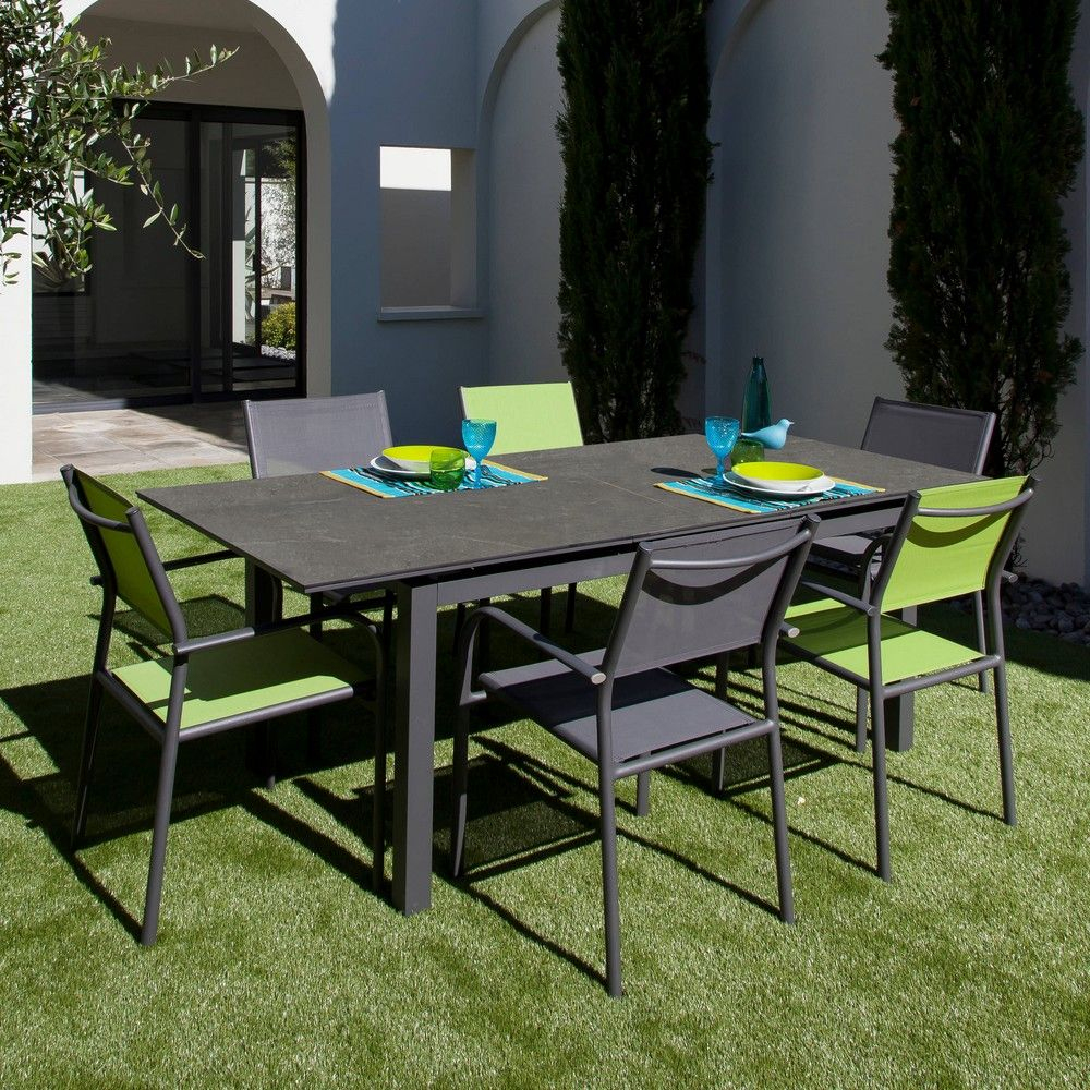 Table De Jardin Soto L180/235 L90 Cm Aluminium Gris Gamm intérieur
