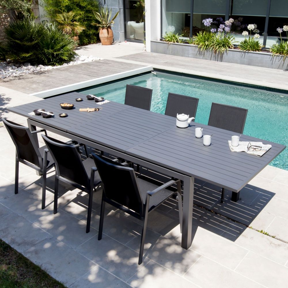 Table De Jardin Trieste Aluminium L130/180 L82 Cm Gris 138 à Table De