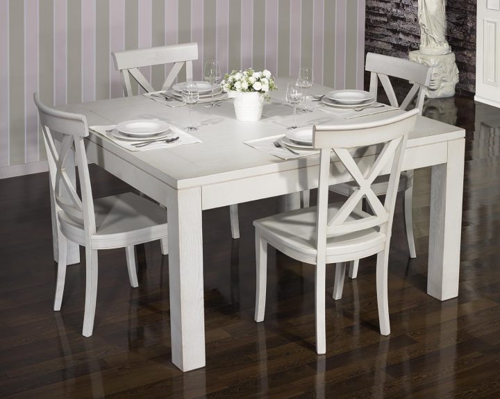 Table De Salle À Manger 150*150 Contemporaine Réalisée En Chêne Finition  Chêne Brossé Gris Perle avec Salle A Manger En Bois Gris