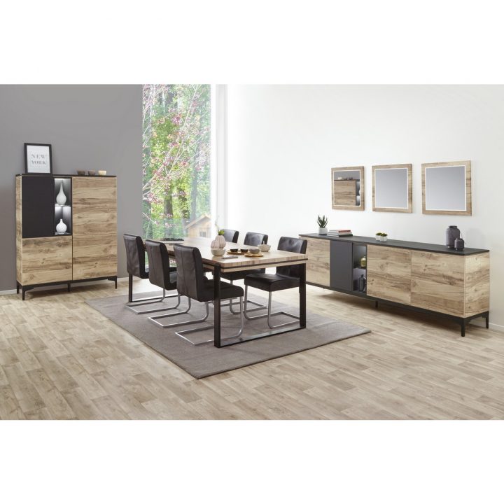 Table De Salle À Manger Carré Marron Design En Bois Mdf Et concernant Decor De Salle A Manger