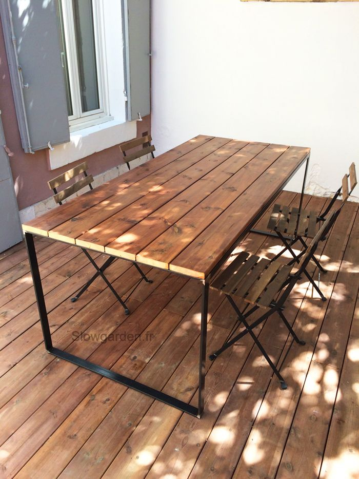 Table En Bois Et Métal Sur Mesure/ Slowgarden / Marseille pour Table Jardin Bois Et Metal