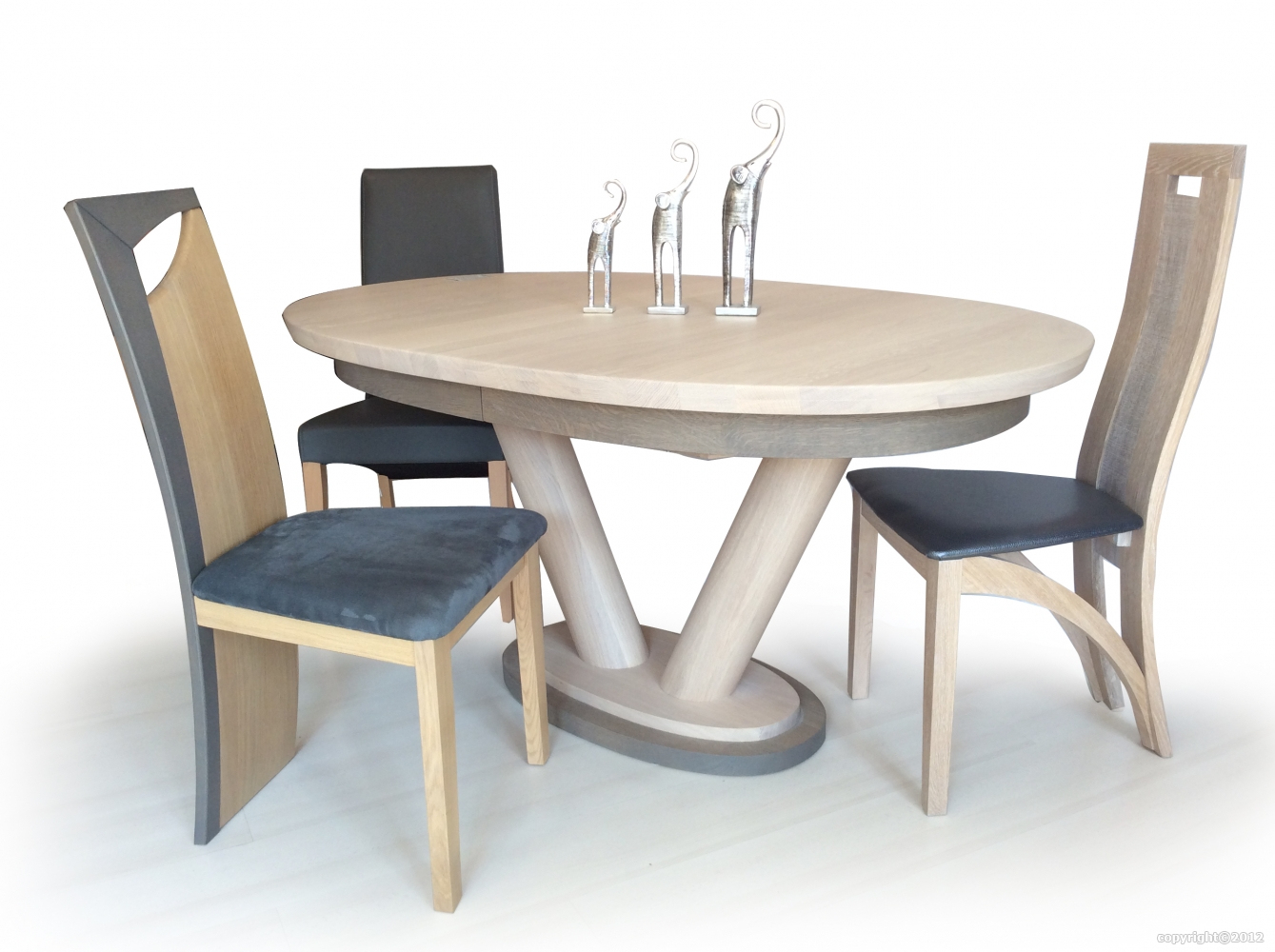 Table En Massif Contemporaine Moderne Bois Métal Céramique pour Table De Salle À Manger Ovale Avec Rallonge