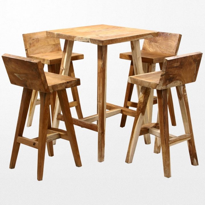 Table En Teck Massif Et Ses Tabourets Pour De La Chaleur dedans Salon De Jardin Table Haute Table En Teck Massif Et Ses Tabourets Pour De La Chaleur dedans Salon De Jardin Table Haute