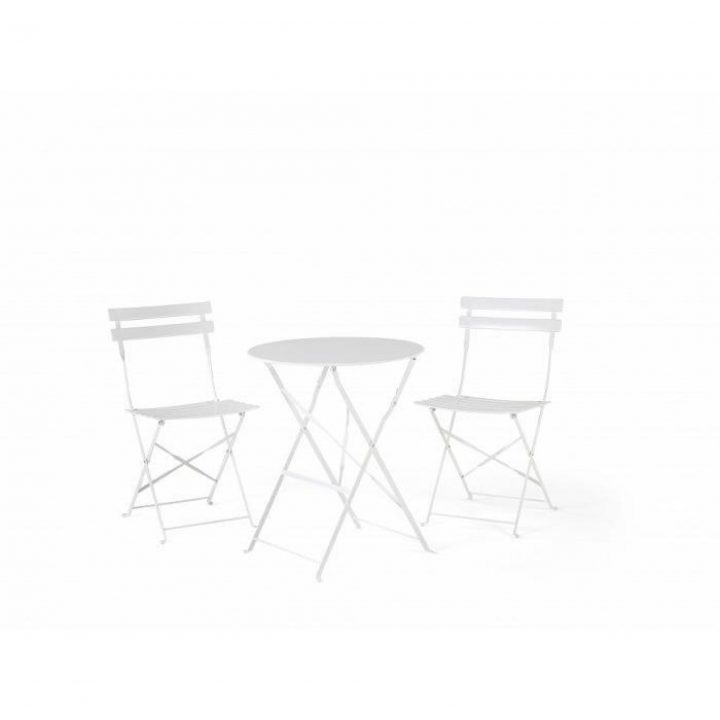 Table Et 2 Chaises De Jardin En Acier Blanc – Fiori concernant Ensemble Table Et Chaise De Jardin Pas Cher