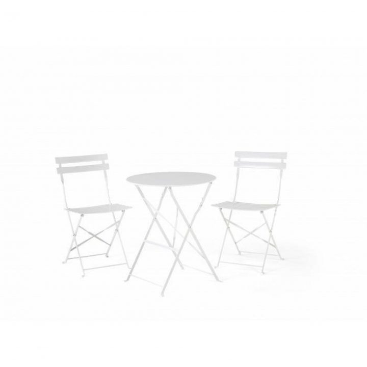 Table Et 2 Chaises De Jardin En Acier Blanc – Fiori concernant Ensemble Table Et Chaise De Jardin Pas Cher