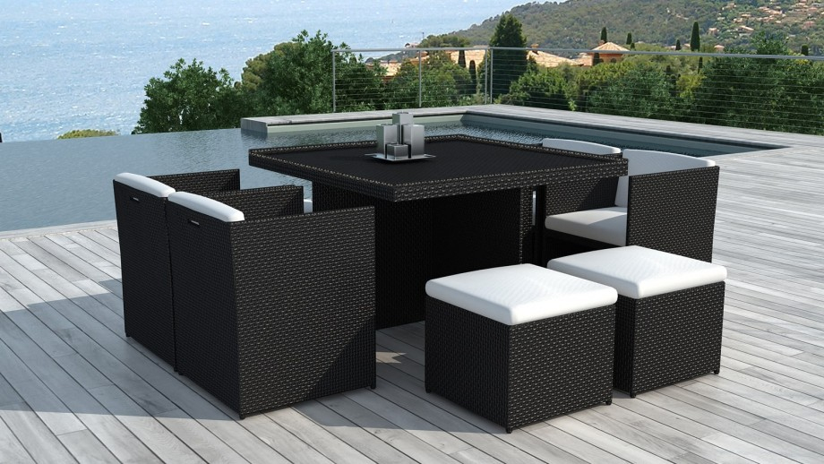 Table Et Fauteuils De Jardin Encastrables En Résine encequiconcerne Table Et Chaise De Jardin En Resine