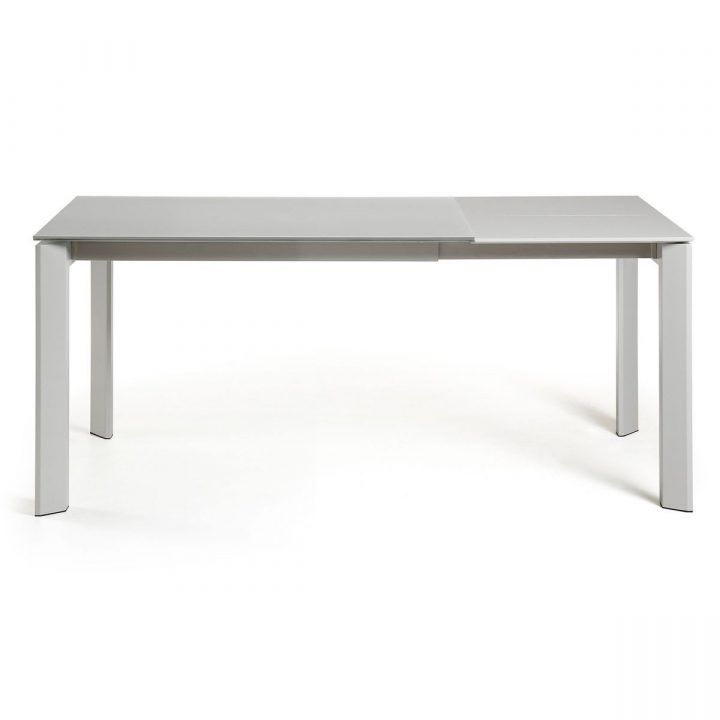 Table Extensible Axis Gris – 120 (180) X 80 Cm – Taille : 8 à Table De Salle À Manger En Verre Extensible