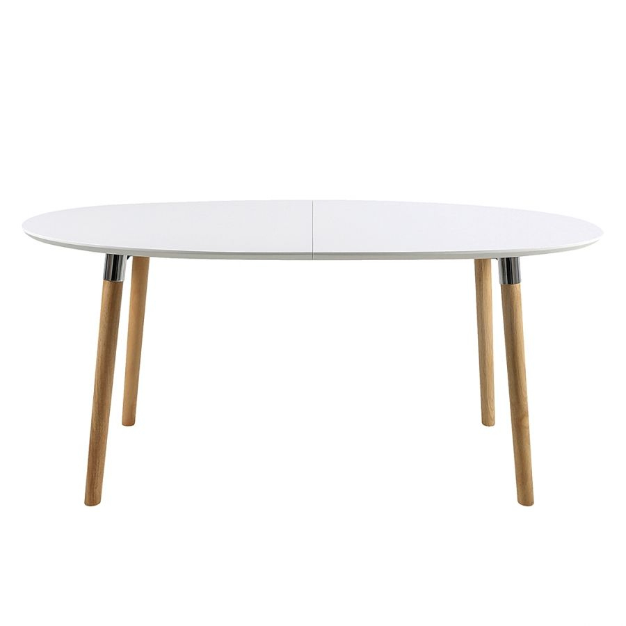 Table Extensible Becky - Blanc / Hévéa | Esstisch Ausziehbar encequiconcerne Table De Salle À Manger Ovale Avec Rallonge