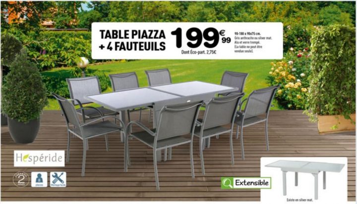 Table Extensible Hesperide Piazza – Alu Et Verre Trempé concernant Fauteuil Hesperide Piazza Centrakor