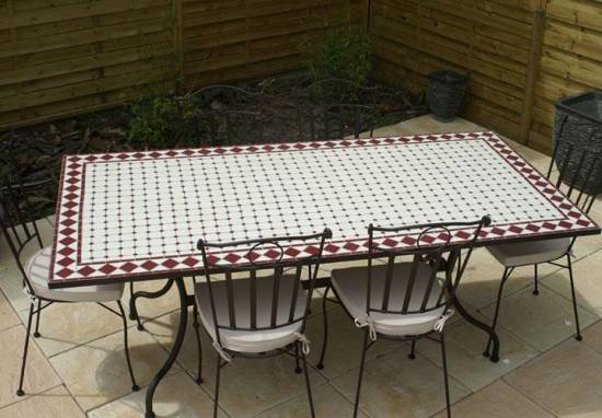 Table Jardin Mosaique Rectangle 200Cm Céramique Blanche Et destiné Table Jardin Ceramique Table Jardin Mosaique Rectangle 200Cm Céramique Blanche Et destiné Table Jardin Ceramique