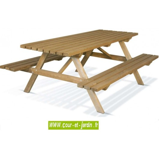Table Pique Nique Bois, Avec Banc S, Table Picnic Bois destiné Table De Jardin En Bois Avec Banc Integre