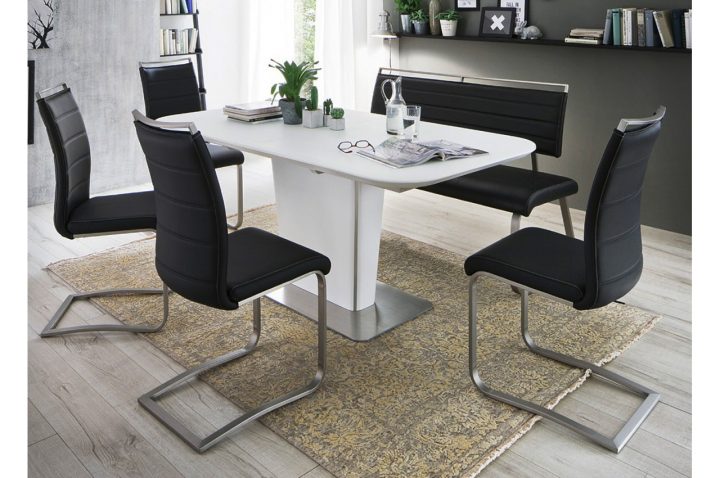 Table Repas Blanche Avec Allonge Plateau Verre – Cbc-Meubles serapportantà Table A Manger Design