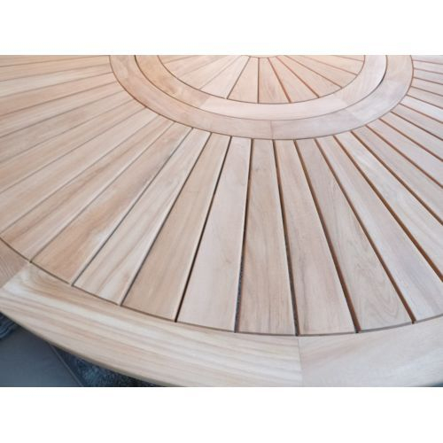 Table Ronde Teck Massif Avec Plateau Tournant, D 150 Ou à Chaise Teck