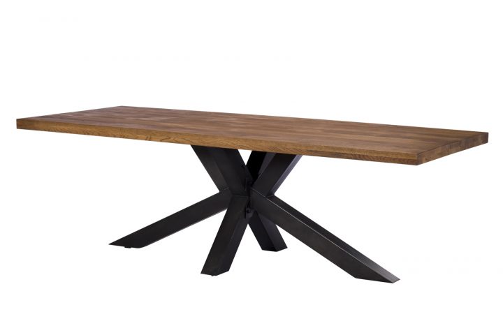 Table Salle À Manger Bois Métal Pied Croisé 200 Cm Oka avec Table Salle A Manger 140 Cm