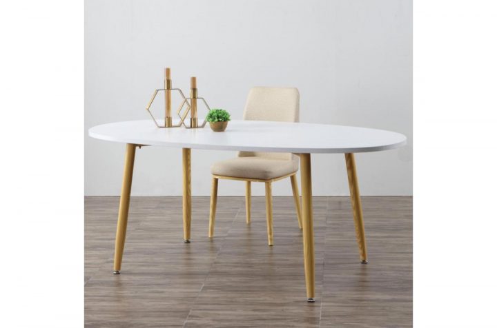 Table Scandinave Ovale Beige Et Blanche Noelle Plus D'infos concernant Table Salle À Manger Design Pas Cher