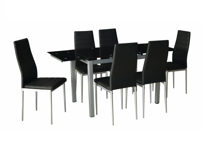 Table Verre Extensible + 6 Chaises Noir Fly concernant Table Salle A Manger Extensible Fly