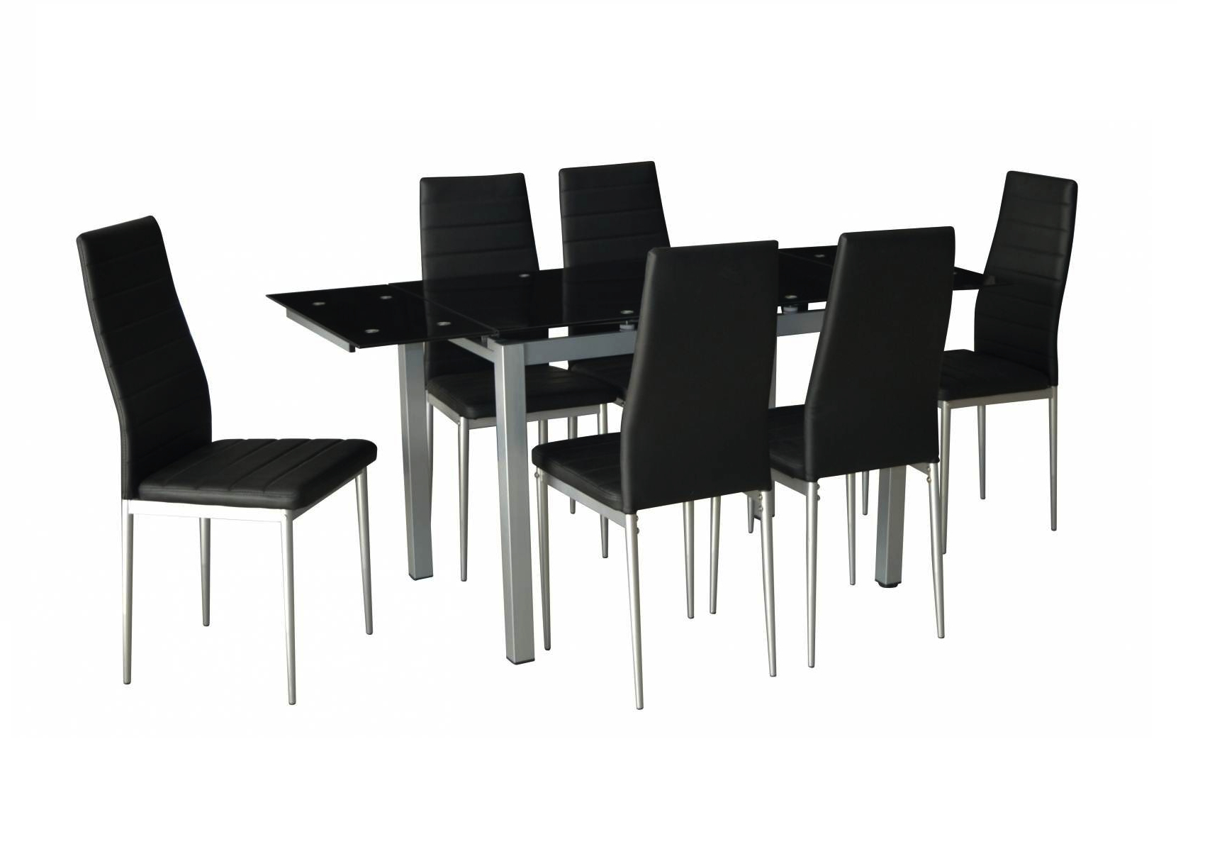 Table Verre Extensible + 6 Chaises Noir Fly dedans Table De Salle À Manger En Verre Extensible