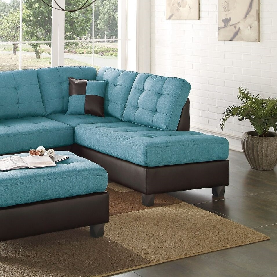 Teal Linen Sectional Sofa Chaise Ottoman Hot Sectionals pour Sofa