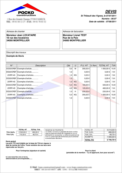 Téléchargement Exemple De Devis Gratuit Dans Le Batiment serapportantà Exemple Devis Paysagiste