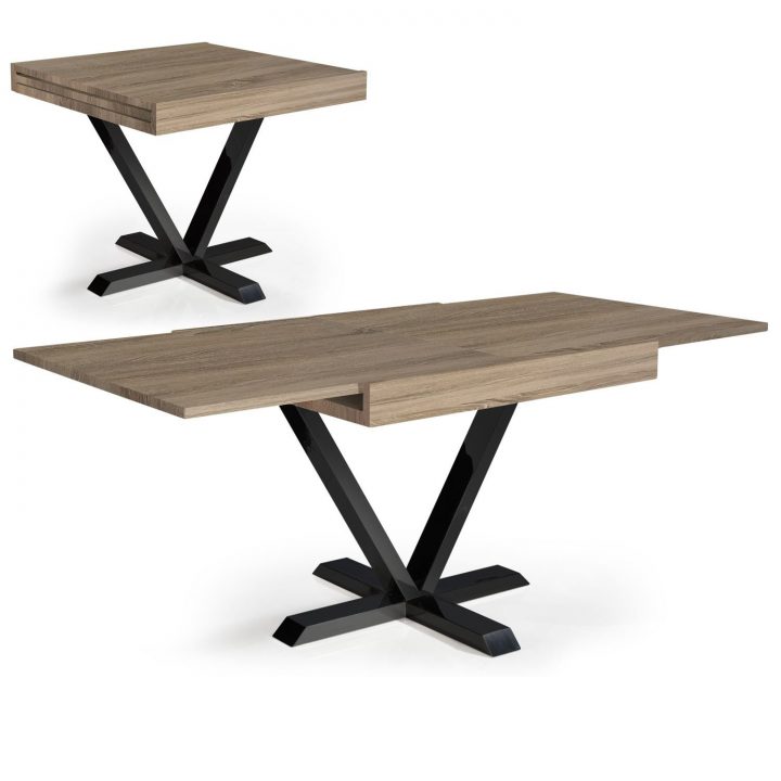 Très Belle #table Carrée #extensible De Couleur Chêne Clair pour Table Salle A Manger Avec Rallonge Intégrée